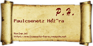 Paulcsenetz Héra névjegykártya